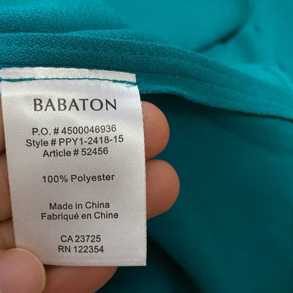 Aritzia Babaton Oversized Crop Blouse Teal V-Neck (Size XXS) - Picture 5 of 6